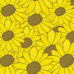 seamless pattern with sunflowers