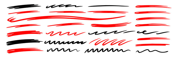 Red and Black Hand Drawn Brush Strokes: Design Elements