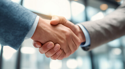 Professional Business Handshake in Corporate Office Environment
