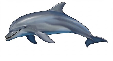 Fototapeta premium 優雅に泳ぐイルカ 海中光線輝く 滑らかな質感. AI Generated