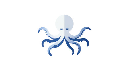 Flat vector illustration of an octopus on white background