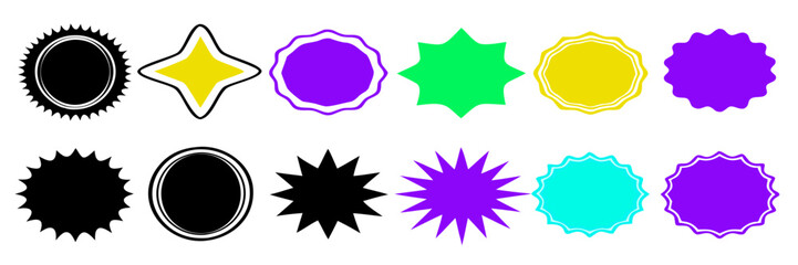 Colorful Starburst and Circle Shapes: Design Elements