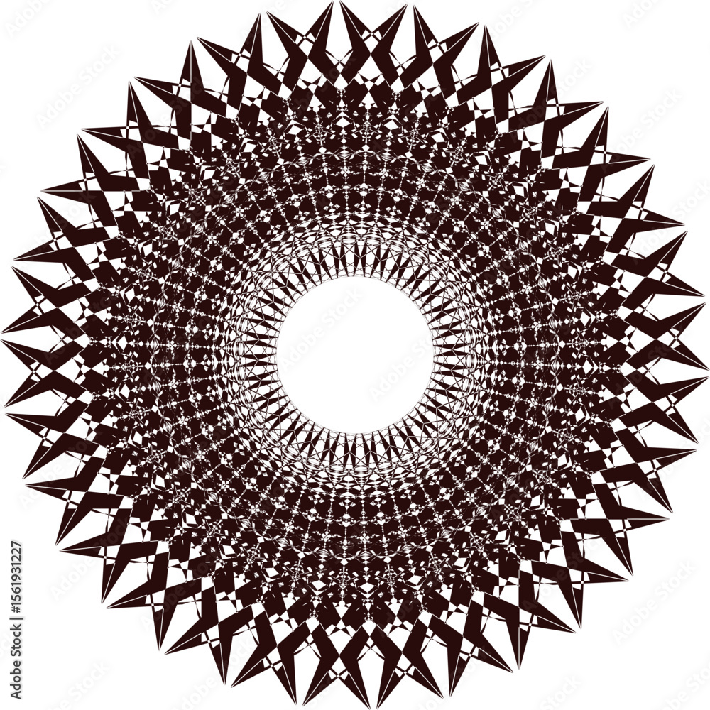 Poster a bright geometric mandala with a multi-colored pattern. the symmetrical design radiates energy and 