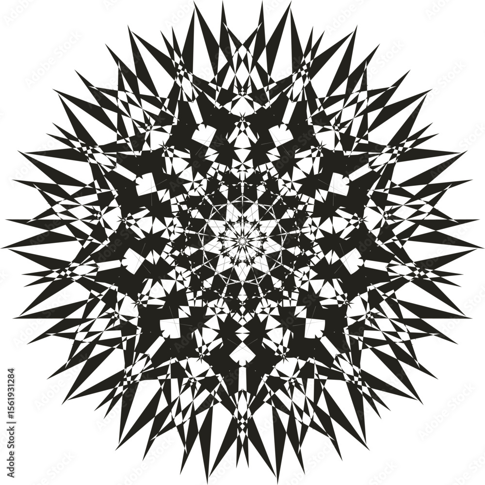 Poster a bright geometric mandala with a multi-colored pattern. the symmetrical design radiates energy and 