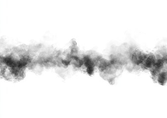 Abstract grayscale smoky cloud band on white background