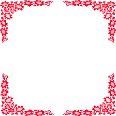 Beautiful frame with red flowers. Copy space. Vector clip art.