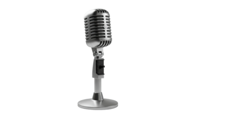 Classic Silver Vintage Studio Microphone Isolated Product Shot on White Background