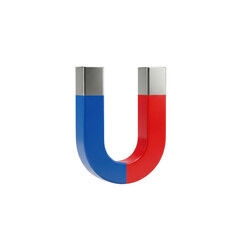 Red and blue horseshoe magnet on white background