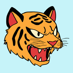 Tiger Head Doodle Illustrations 