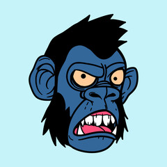 Ape Head Doodle Illustrations 
