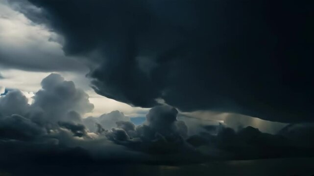 Stormy sky massive dark clouds loom with some brighter formations visible