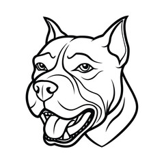 snarling pitbull head sketch in thick contour lines version one on white background Vector illustration