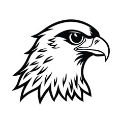 aggressive falcon head with layered feather line version two on white background Vector illustration