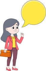 Elegant Woman in Speech Bubble Stylish Female with Chat Template