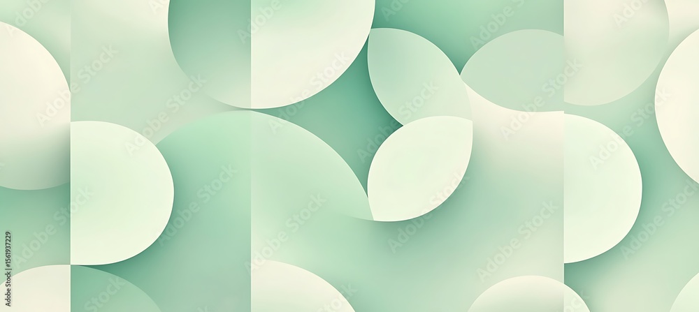 Poster stylish minimal green geometric design with flowing contours and rounded shapes forming a subtle cre