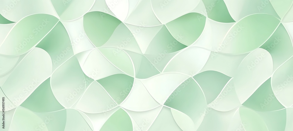 Poster stylish minimal green geometric design with flowing contours and rounded shapes forming a subtle cre