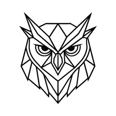 aggressive owl head with intense eyes and geometric design version two on white background Vector illustration