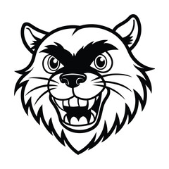 angry beaver head with large teeth and angry brow version one on white background Vector illustration