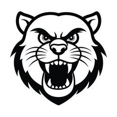 angry beaver head with large teeth and angry brow version two on white background Vector illustration