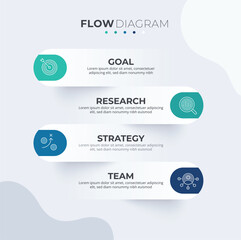 Flow diagram 4 step with icon. business success infographic. List and paper cut style
