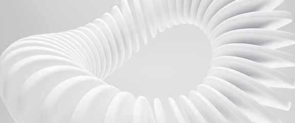 Abstract 3d background with round cylinder shapes smooth, Abstract white curving architectural design. Visual element for banner header poster or cover. 3d rendering illustration for graphic design