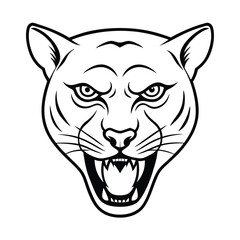 angry cougar head in front facing perspective with intensity version one on white background Vector illustration