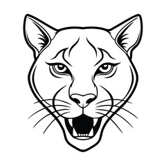 angry cougar head in front facing perspective with intensity version two on white background Vector illustration