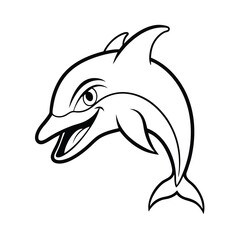 angry dolphin head sketch in streamlined outline style version one on white background Vector illustration