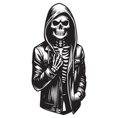 Stylish skull in modern hoodie posing confidently with urban fashion vibe vector art image vector.
