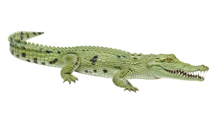 Isolated Green Crocodile with Open Mouth