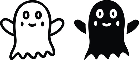 Cute Ghost Icon – Smiling Spirit Symbol for Halloween, Fantasy, and Cartoon Design