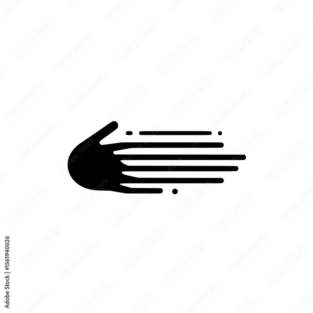 Poster hand palm icon with motion lines symbolizing gesture interaction communication and movement
