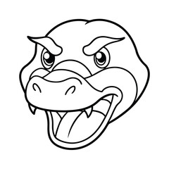 angry platypus head with flat bill and squint sketch version two on white background Vector illustration