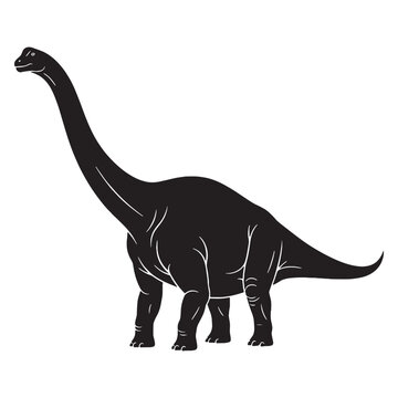Jurassic elegance in silhouette &ndash; Apatosaurus form outlined with bold Apatosaurus vector &ndash; Apatosaurus illustration

