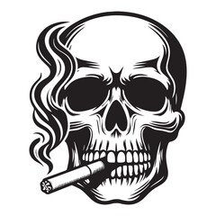 Skull head smoking as anti smoking campaign vector illustration.