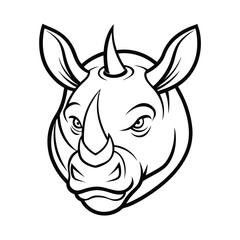 angry rhino head in rugged contour lines with raised nostrils version two on white background Vector illustration