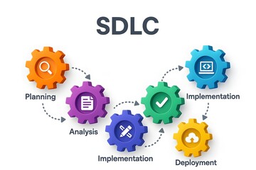 Detailed SDLC Process Infographic with Step-by-Step Software Development Workflow for Technical Documentation