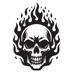 Scary skull on fire vector image.