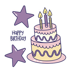 Festive Celebration Cake with Star Decorations for a Joyful Birthday Event