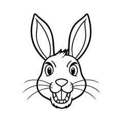 enraged rabbit head in frown expression and tight ears version two on white background Vector illustration