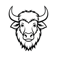 fierce bison head sketch with shaggy front and bold horns version one on white background Vector illustration © Crazy Dreamy Boy