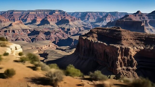 Grand Canyon vista, vibrant colors and textures