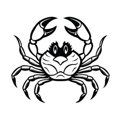 fierce crab head sketch in angular claw details version one on white background Vector illustration