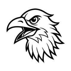 fierce crow head in aggressive stare and beak open version one on white background Vector illustration