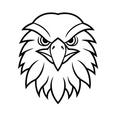 fierce eagle head in clean outline with piercing eyes version two on white background Vector illustration