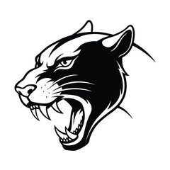 fierce panther head in side angle attack pose sketch version two on white background Vector illustration