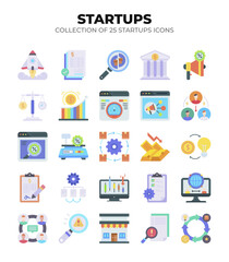 Collection of 25 Startup Icons. Business. Marketing. and Financial Growth