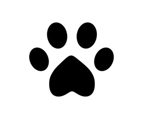 A black paw print icon. Dog, cat paw icon. Paw print sign symbol flat illustration on transparent background. 

