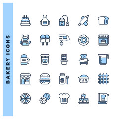 25 Bakery Two Color icons pack. vector illustration.