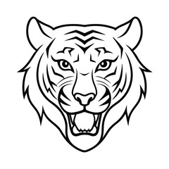 fierce tiger head in minimal clean strokes showing strength version two on white background Vector illustration